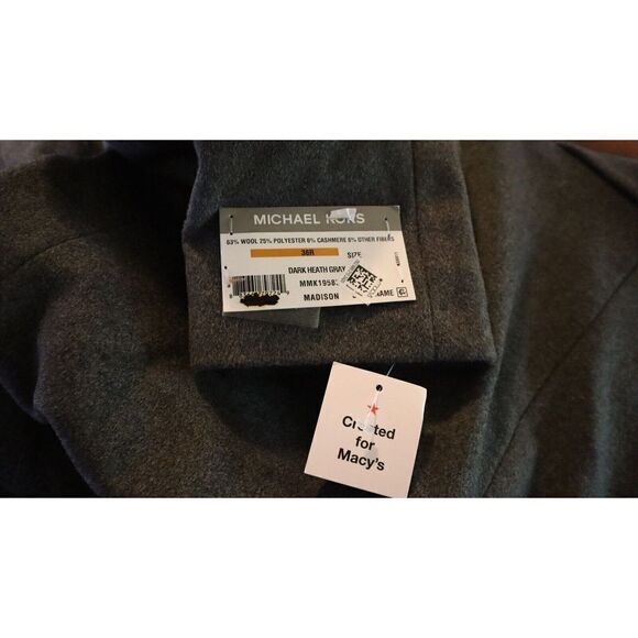Michael Kors Men Sz 36R Dark Heather Gray Madison Wool Blend Modern-Fit Overcoat - Picture 4 of 7
